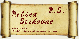 Milica Štikovac vizit kartica